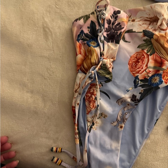 Floral Bikini Set with Blue and Orange Accents - Picture 3 of 4